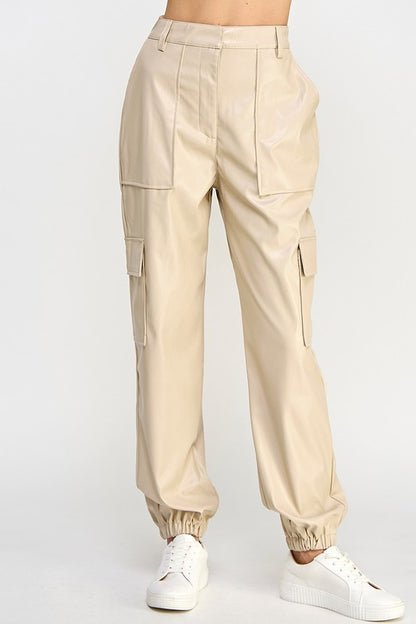 Relaxed Vegan Leather Cargo Pants - steven wick