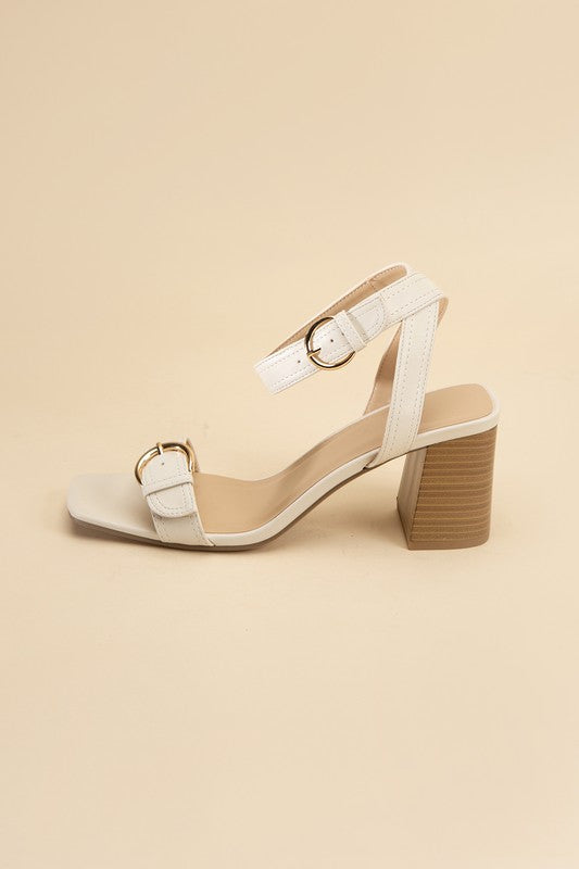 Treaty-S Open Toe Buckle Heeled Sandals - steven wick