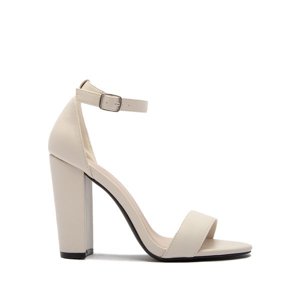 Cashmere Chunky Heel Pump Sandal with Open Toe Ankle Strap - steven wick