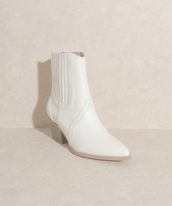 Paneled Pointed Toe Western Bootie - steven wick