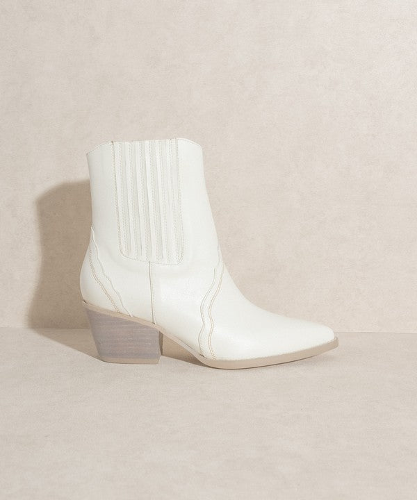 Paneled Pointed Toe Western Bootie - steven wick