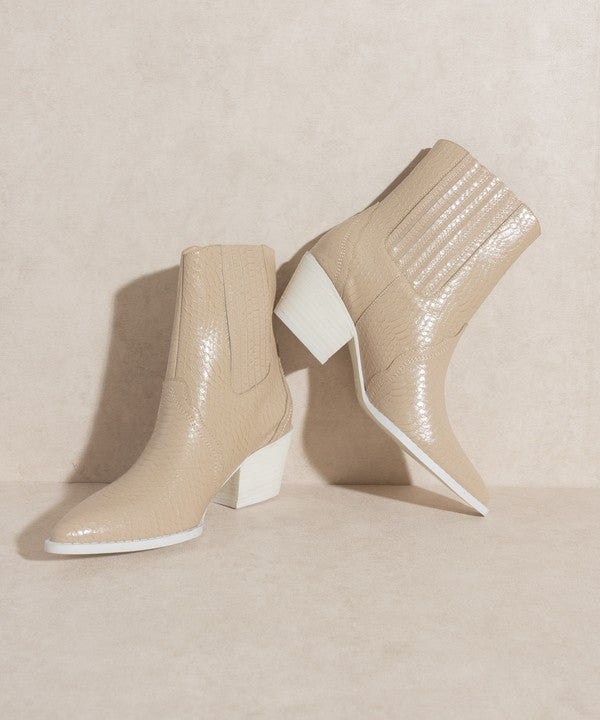 Paneled Pointed Toe Western Bootie - steven wick