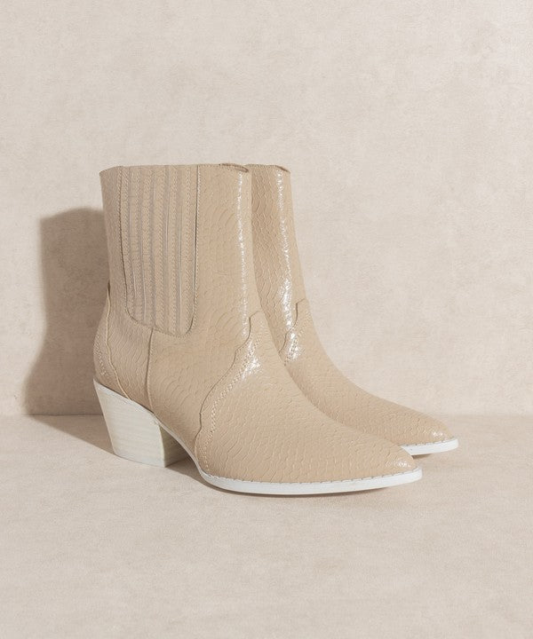 Paneled Pointed Toe Western Bootie - steven wick