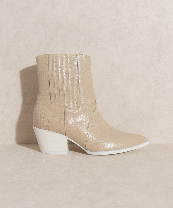 Paneled Pointed Toe Western Bootie - steven wick