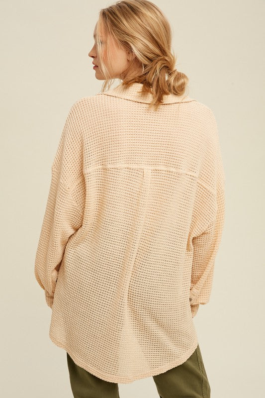 Soft Thermal Knit Shacket Top - steven wick