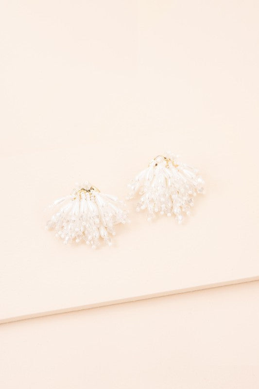 White Clear Bridal Flare Drop Earrings - steven wick