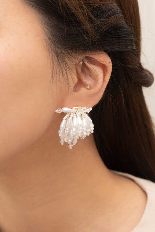 White Clear Bridal Flare Drop Earrings - steven wick