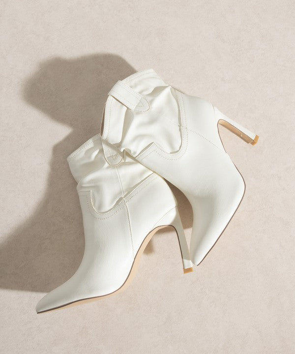 White Slim Heel Slip-On Booties - steven wick