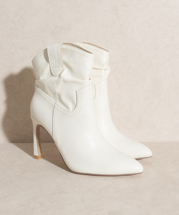 White Slim Heel Slip-On Booties - steven wick