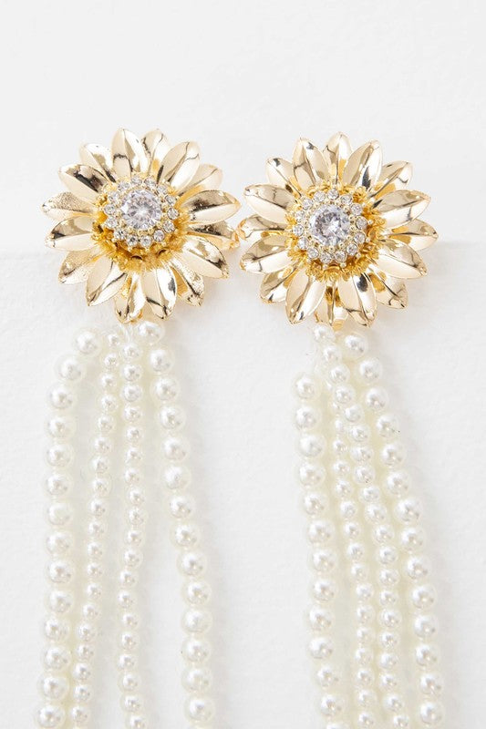 Dandelion Pearl Drop Earrings - steven wick