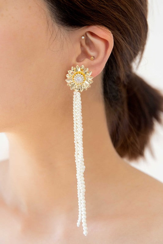 Dandelion Pearl Drop Earrings - steven wick