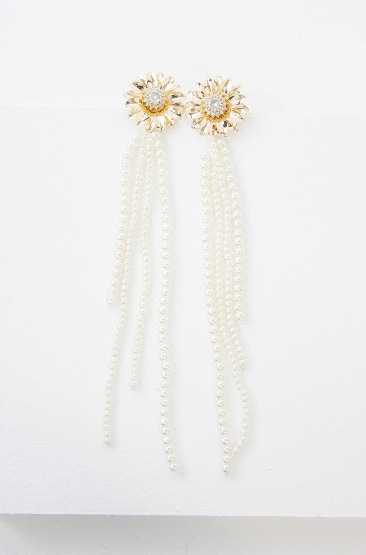 Dandelion Pearl Drop Earrings - steven wick