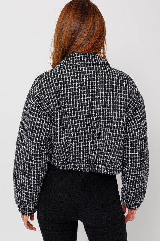 Gingham best sale puffer jacket