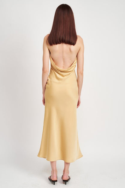 Vanilla Satin Maxi Bias Dress - steven wick