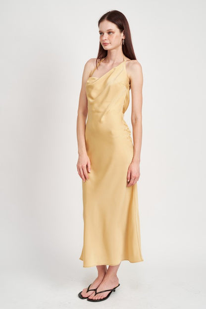 Vanilla Satin Maxi Bias Dress - steven wick