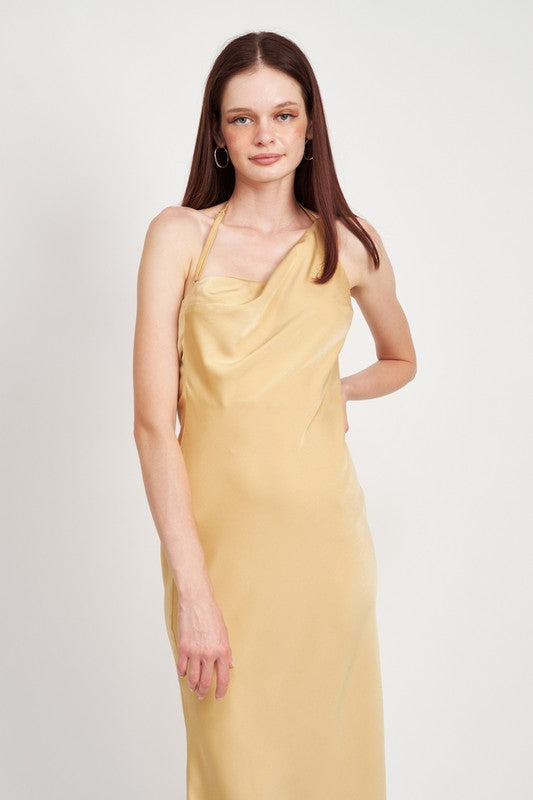 Vanilla Satin Maxi Bias Dress - steven wick