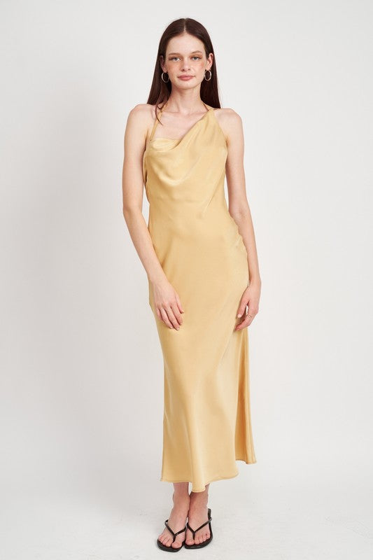 Vanilla Satin Maxi Bias Dress - steven wick