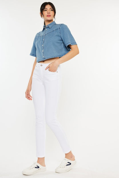 White High Rise Ankle Skinny Jeans - steven wick