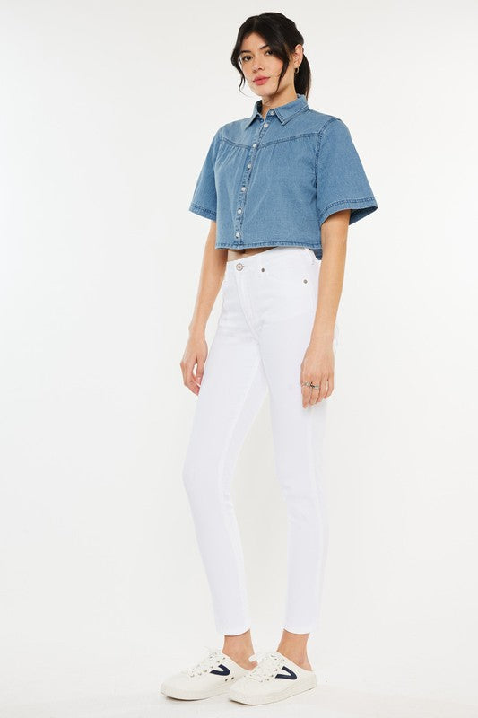 White High Rise Ankle Skinny Jeans - steven wick