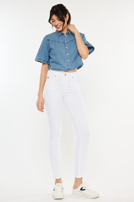 White High Rise Ankle Skinny Jeans - steven wick