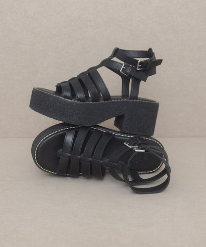 Lindsey Double Buckle Platform Gladiator Sandal - steven wick