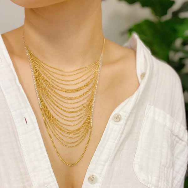 Gold Arched Chain Drop Necklace - steven wick