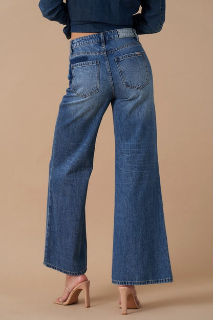 Relaxed Wide Leg Patchwork Jeans - steven wick