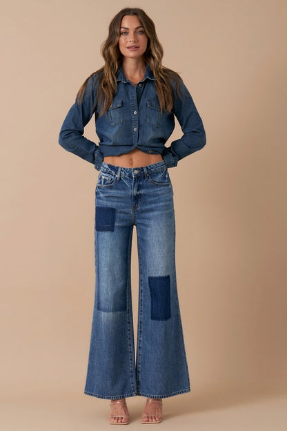 Relaxed Wide Leg Patchwork Jeans - steven wick