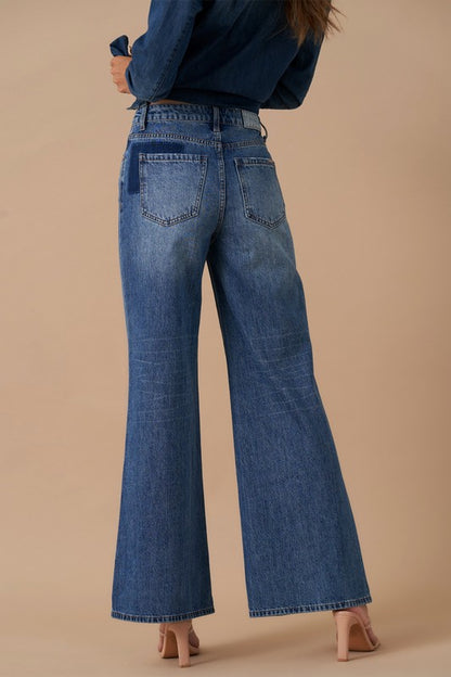 Relaxed Wide Leg Patchwork Jeans - steven wick