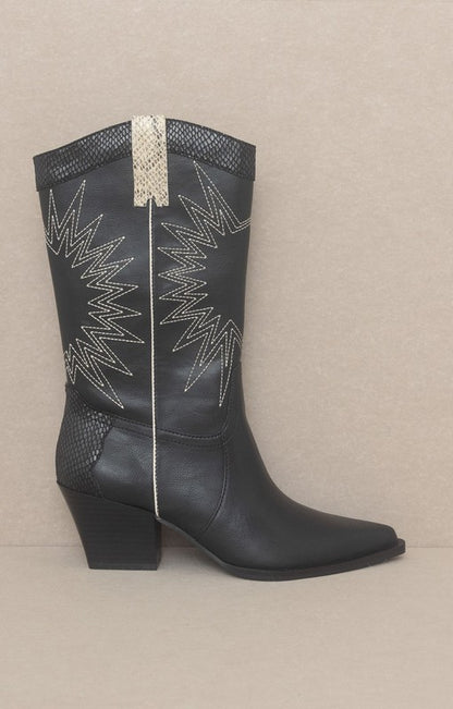 Halle Western Paneled Cowboy Boots - steven wick