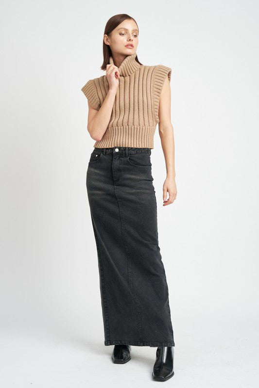 Ribbed Turtleneck Cropped Vest - steven wick