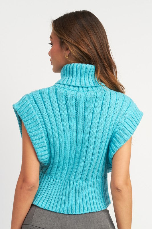 Ribbed Turtleneck Cropped Vest - steven wick