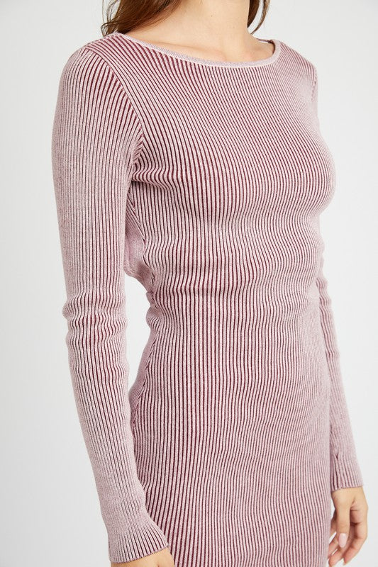 Bodycon Mini Knit Dress With Open Back - steven wick