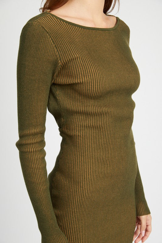 Bodycon Mini Knit Dress With Open Back - steven wick
