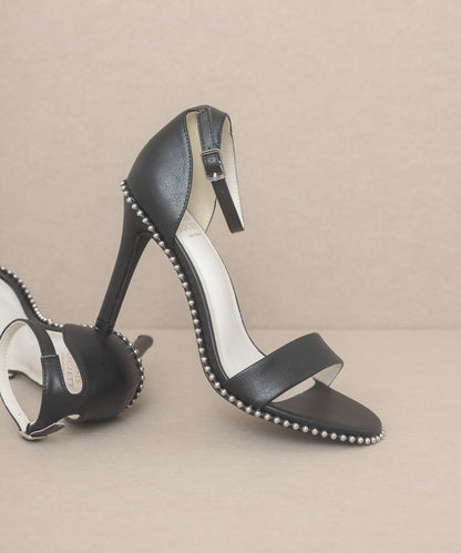 Dublin Metal Stud Open Toe Heels - steven wick