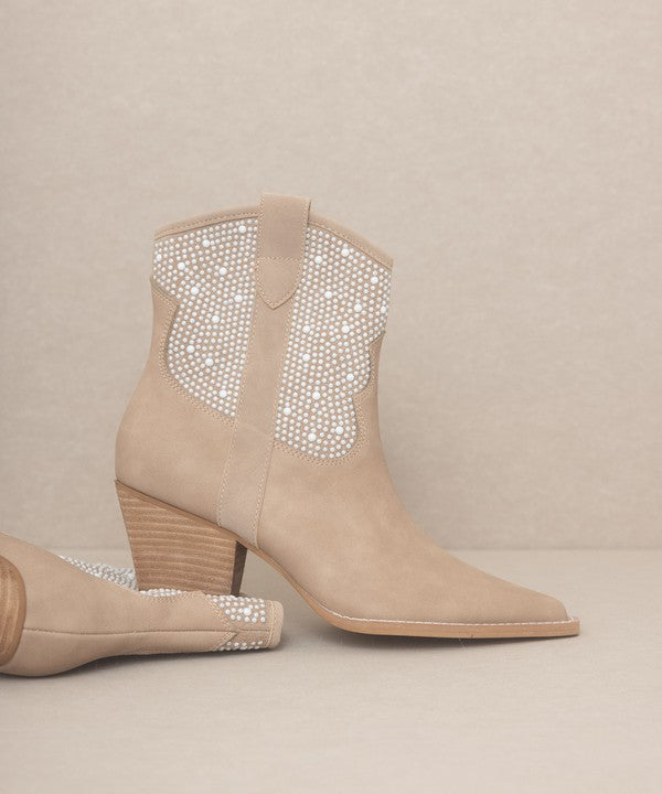 Cannes Pearl Studded Western Boots - steven wick