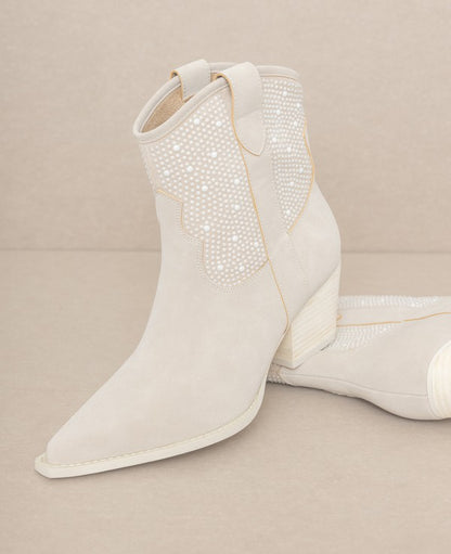 Cannes Pearl Studded Western Boots - steven wick