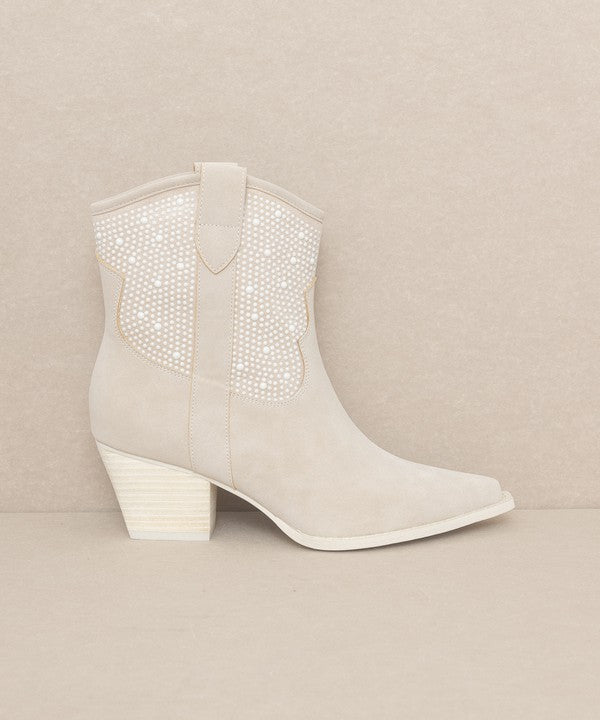 Cannes Pearl Studded Western Boots - steven wick