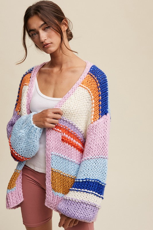 Hand Knit Multi Striped Cardigan - steven wick