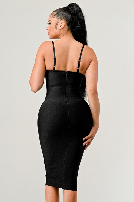 Lace Midi Cocktail Hour Bodycon Bandage Dress - steven wick