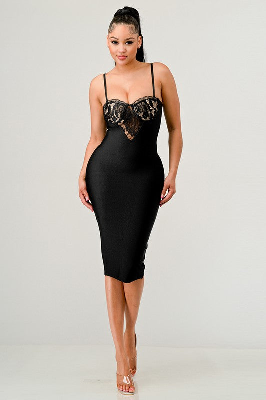 Lace Midi Cocktail Hour Bodycon Bandage Dress - steven wick