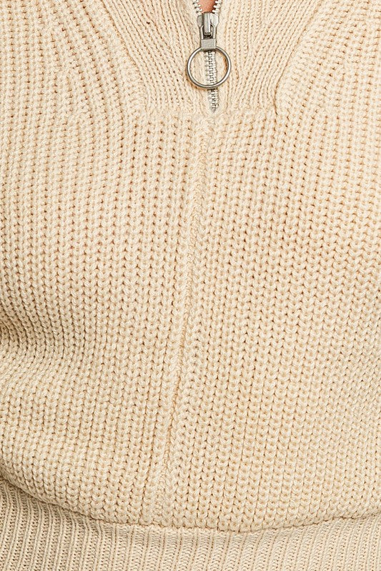 Casual Solid Long-Sleeved Zipper Sweater Dress - steven wick