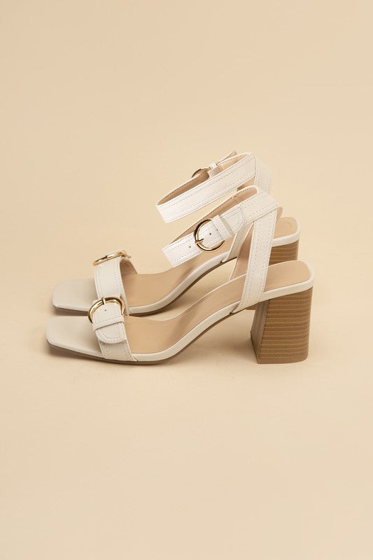 Treaty-S Open Toe Buckle Heeled Sandals - steven wick