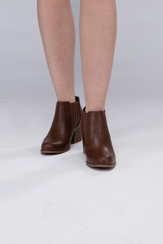 Block Heel Slip-on Ankle Booties - steven wick