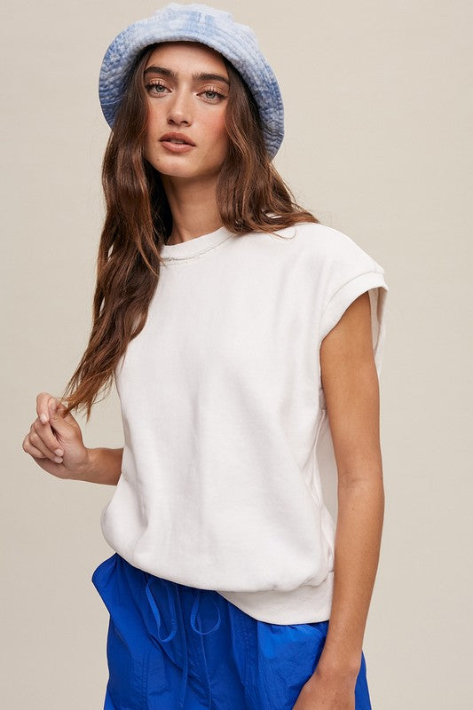 Short Sleeve Boxy Crew Neck Sweat Top - steven wick