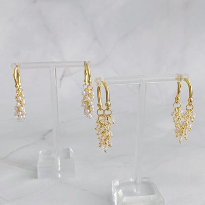 Golden Hoop Acrylic Pearl Beaded Earrings - steven wick