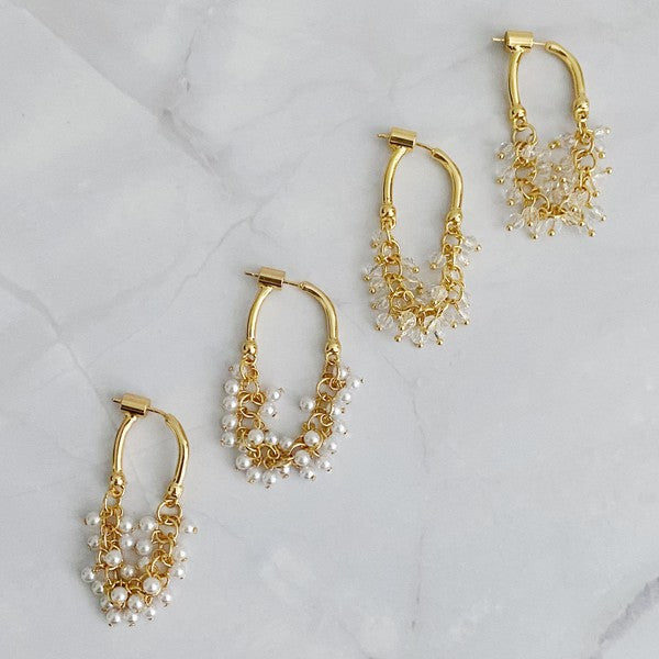 Golden Hoop Acrylic Pearl Beaded Earrings - steven wick