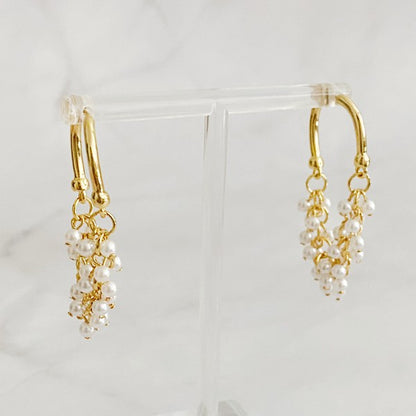 Golden Hoop Acrylic Pearl Beaded Earrings - steven wick