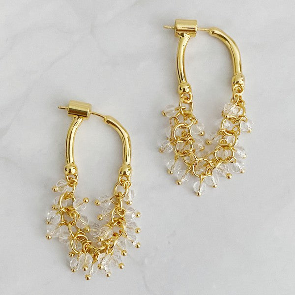 Golden Hoop Acrylic Pearl Beaded Earrings - steven wick