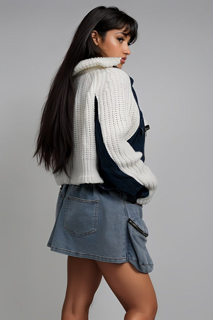 Denim and Knit Multi Fabric Jacket - steven wick